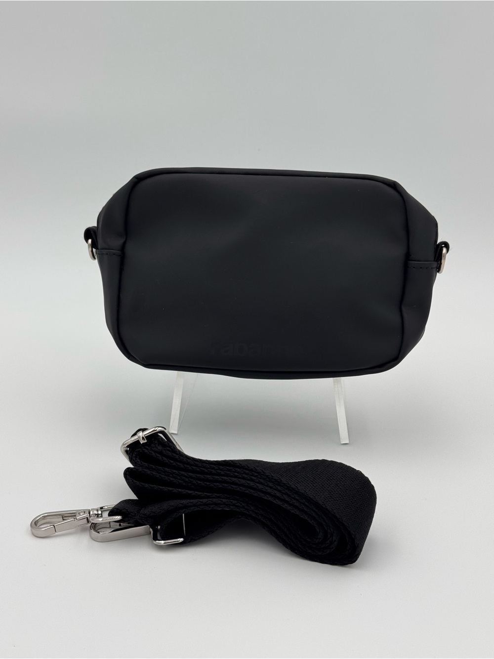 Rabanne Paco Rabanne Black Nylon Crossbody Bag Adjustable Strap Logo